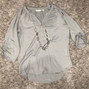 NY&C Gray Blouse with Necklace